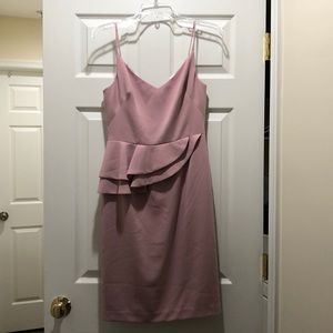 Black Halo Rose Pink Peplum Ruffle Sheath Dress Sz 4